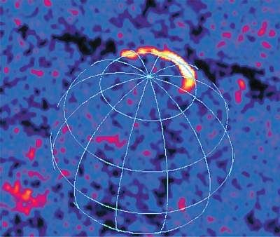 Жесткое рентгеновское авроральное излучение, зарегистрированное обсерваторией ИНТЕГРАЛ в ноябре 2015 г. у северного полюса Земли. Изображение ESA
