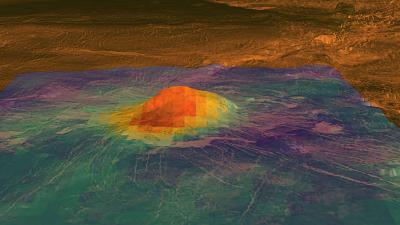 Гора Идунн по данным Magellan (NASA) и Venera Express (ESA) (c) ESA/NASA/JPL