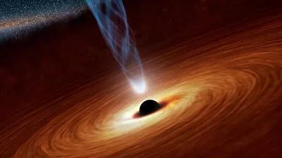 Сверхмассивная черная дыра в центре галактики в представлении художника. Изображение: NASA/JPL-Caltech