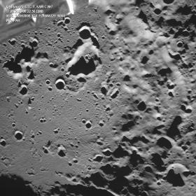Снимок аппаратурой СТС-Л космического аппарата «Луна-25» района кратера Зееман на обратной стороне Луны, полученный 17 августа 2023 г. в 08:22:56 дмв во время полета по орбите искусственного спутника Луны. Фотография: ИКИ РАН