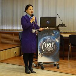 Открытие Третьей международной конференции «Наука на МКС» 20 ноября 2023 г. Выступление госпожи Цзян Хуэй, Советника посольства Китайской Народной Республики в Российской Федерации. Фото: Ю. Матросова, РАН