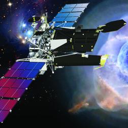 Полет обсерватории «Спектр-РГ» в представлении художника. Изображение ИКИ РАН