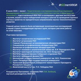 60 лет — 60 фактов об истории ИКИ: 2020