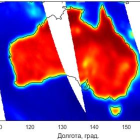 Пример геопривязки данных прибора МТВЗА-ГЯ на космическом аппарате «Метеор-М» №2-4