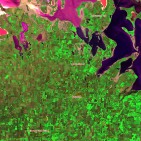 Вегетация озимых культур в Республике Крым на снимке спутника Sentinel-2C (прибор MSI), полученный 2025-11-01 08:47:16 (RGB-синтез «Поверхность» ). Изображение получено с помощью информационной системы «ВЕГА-Science» (ИКИ РАН)