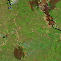 Природные пожары в Амурской области, 15.05.2026, по данным спутника Sentinel-2C (ESA). Изображение получено с помощью информационной системы «ВЕГА-Science» (ИКИ РАН)