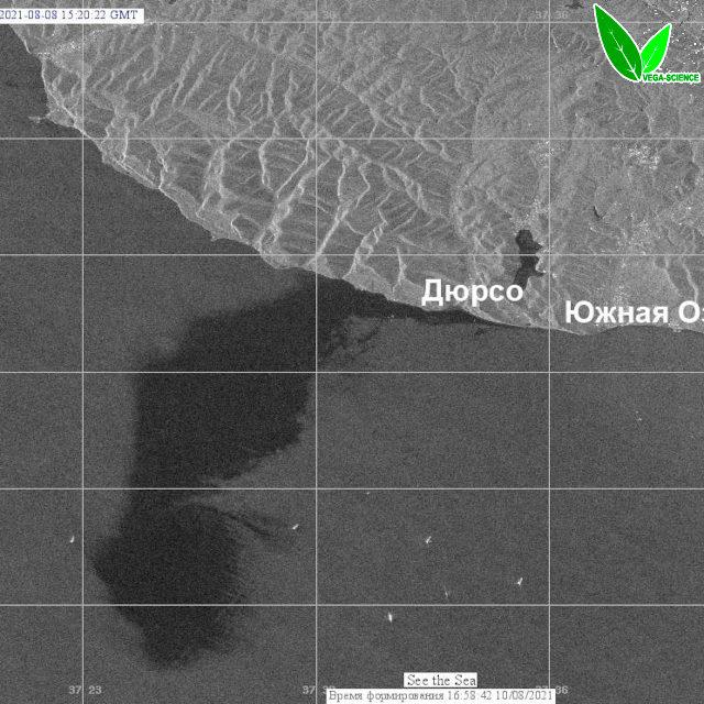 Радиолокационные изображения Черного моря в районе выброса нефти 7 августа 2021 г. 