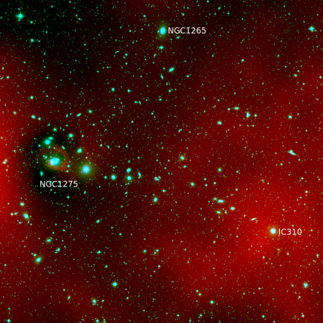 teaser Цепочка галактик от NGC 1275 до галактики IC 310 в оптическом диапазоне на фоне отклонений рентгеновского излучения горячего газа от сферически симметричной модели. Рисунок из статьи Churazov E. et al, 2026