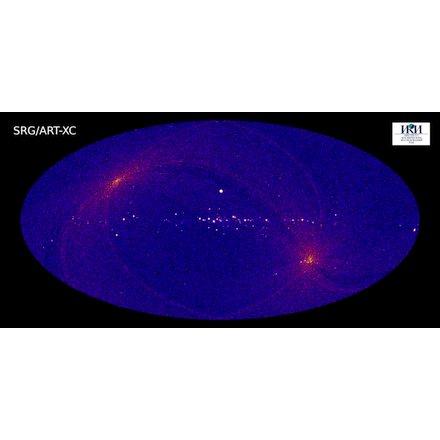 Карта, полученная по обзору всего неба телескопом ART-XC в рамках первого этапа научной программы обсерватории «Спектр-РГ» 8 декабря 2019 по 10 июня 2020 г. Новость 2020